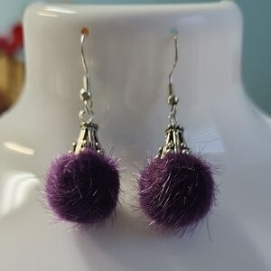 Silver and Purple Pom-Pom Earrings *FREE* With Bundle!